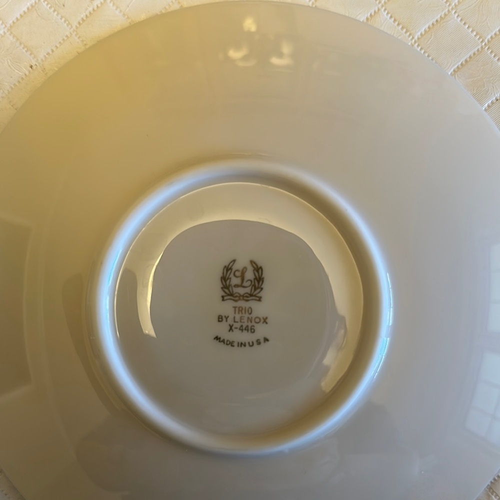 VTG Lexon X-446 Ivory China Platinum Rimmed Sauce 6inch 6 Set Made In Us - Picture 3 of 8